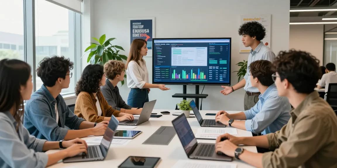 Team discussing link slot strategies in a modern office setting