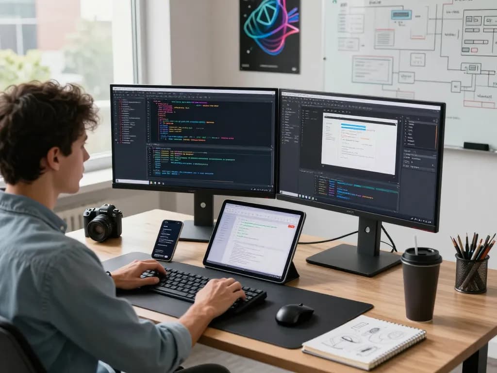 Engaged developer coding with crush ai tools in modern workspace.