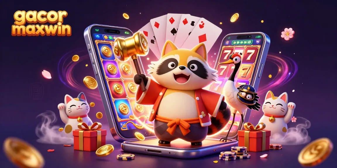 Engage with gacor maxwin slots as the cheerful tanuki and friends celebrate wins with vibrant game elements.
