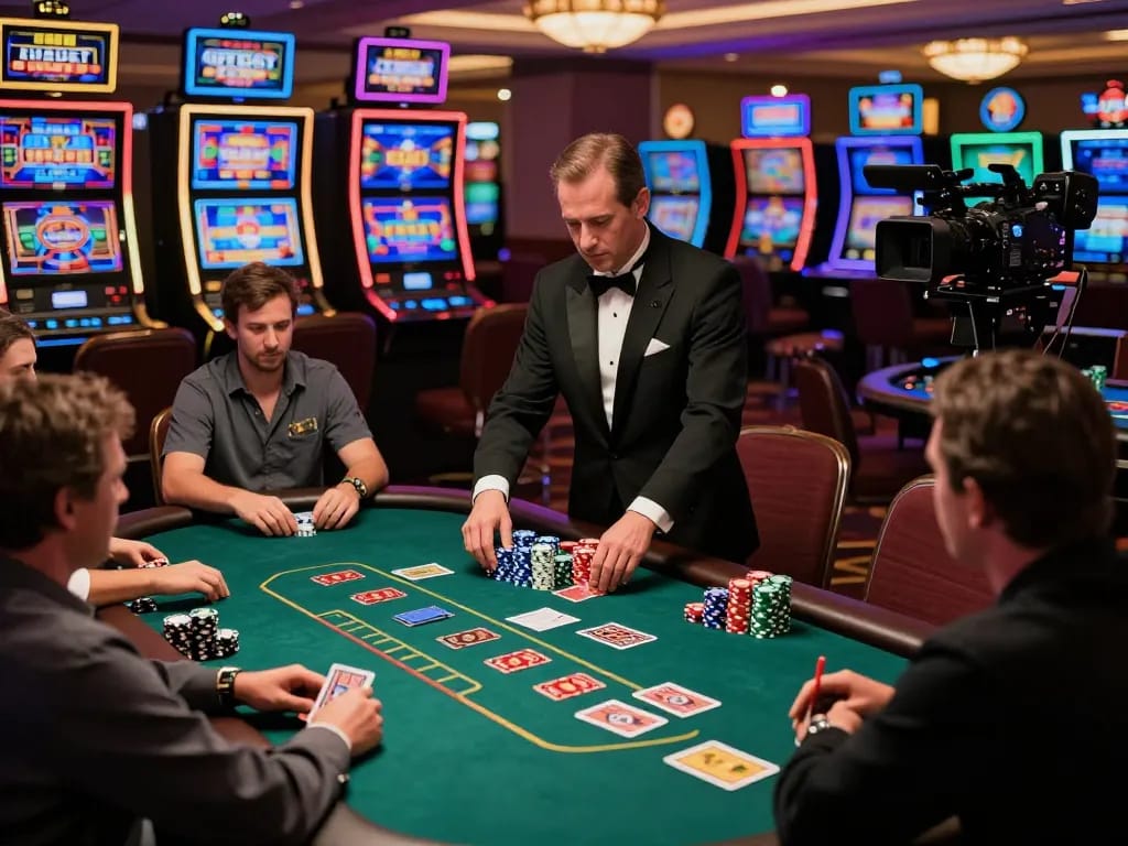 Experience high-stakes gameplay at kaisar888 poker tables with strategic chips and a lively atmosphere.