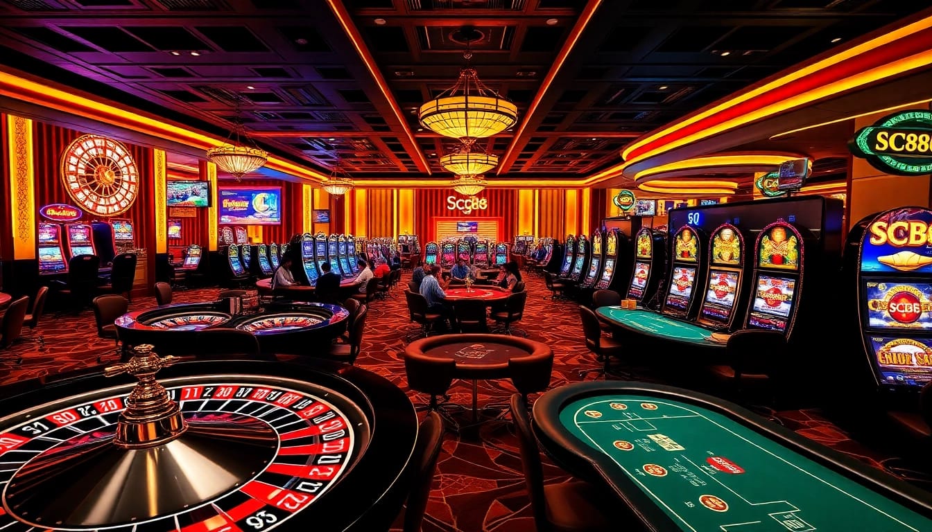 SC88 offers thrilling gameplay at poker tables within a luxurious casino setup.