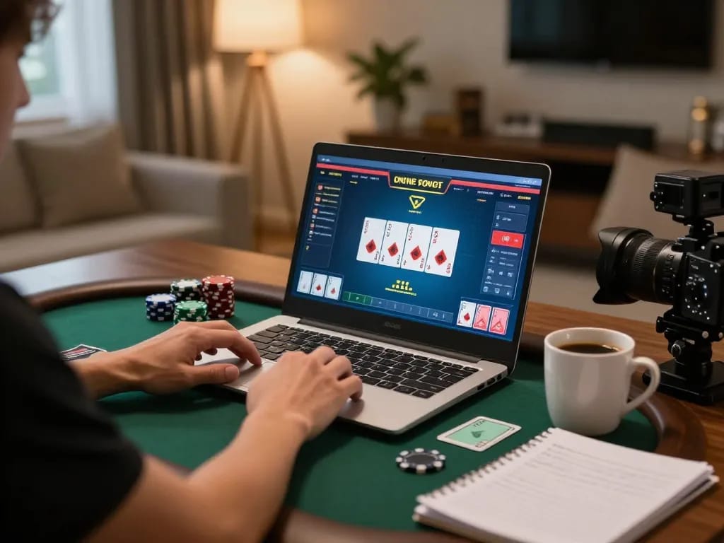 Pemain M88 Mansion Indo terlibat dalam strategi poker online di pengaturan rumah.