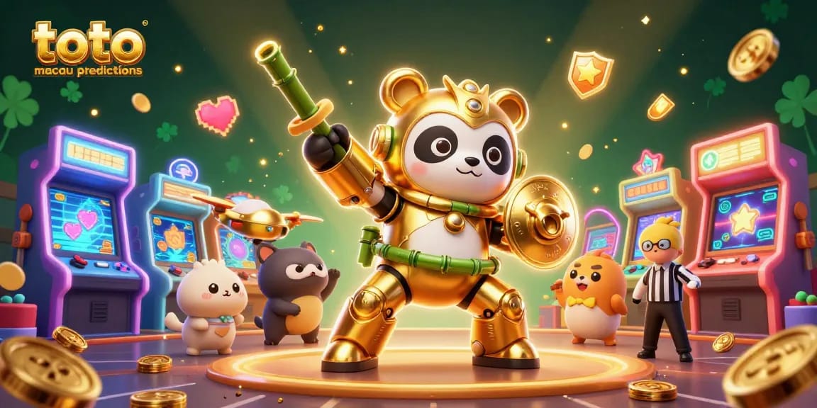 Engage with toto macau predictions through a vibrant 3D casino illustration filled with action-packed gaming elements.