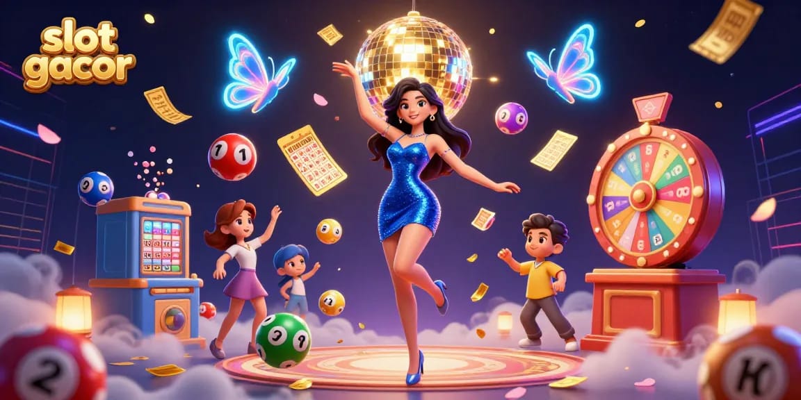 Experience slot gacor adventure with vibrant visuals of jackpots and lottery excitement.
