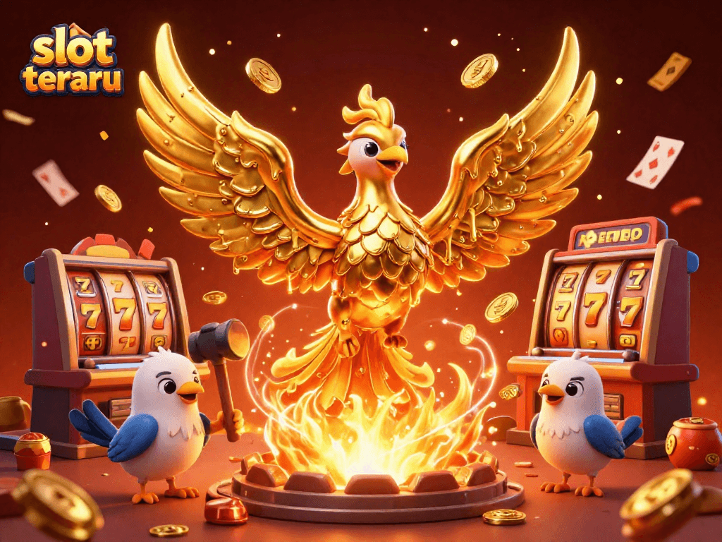 Experience magical wins with slot terbaru in this vibrant casino scene filled with gold coins and excitement.