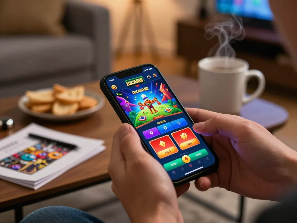 Engaging gameplay on IDCASH 88 casino app showcasing mobile gambling excitement at home