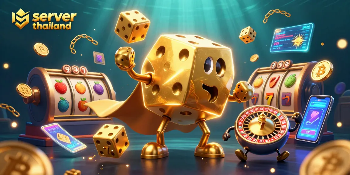 Engage with the thrilling dynamics of server thailand as golden dice and slot elements create a vibrant casino atmosphere.