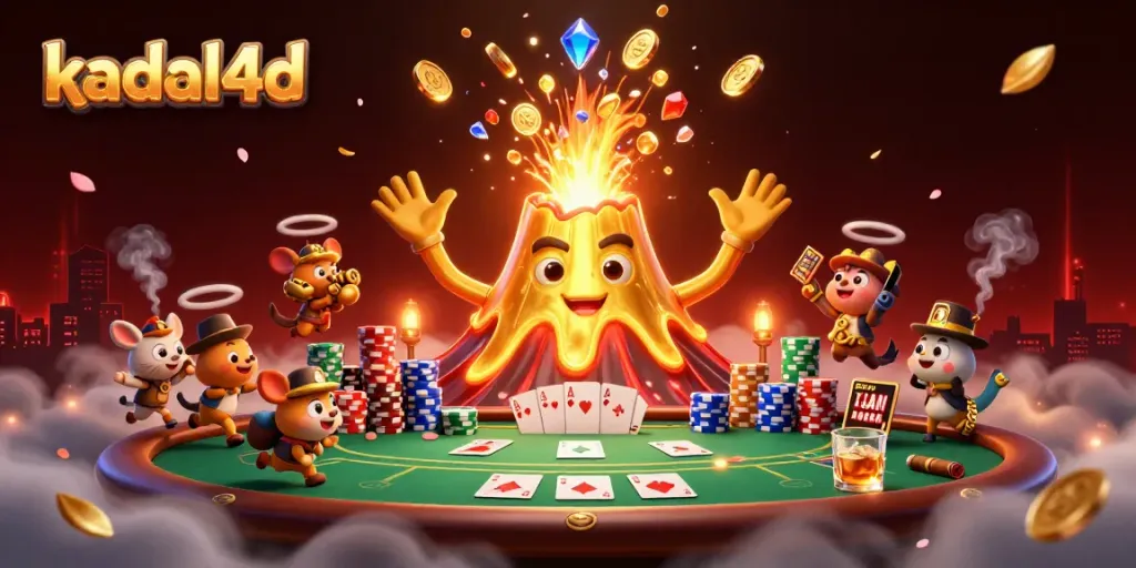Experience thrilling gameplay with kadal4d's vibrant 3D casino illustration showcasing epic jackpots and treasures.