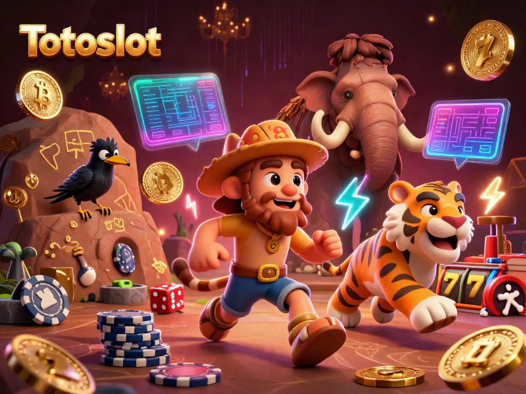 Totoslot menghadirkan suasana perjudian kuno dengan duet kadal dan harimau sabertooth yang berlari di kasino prasejarah.