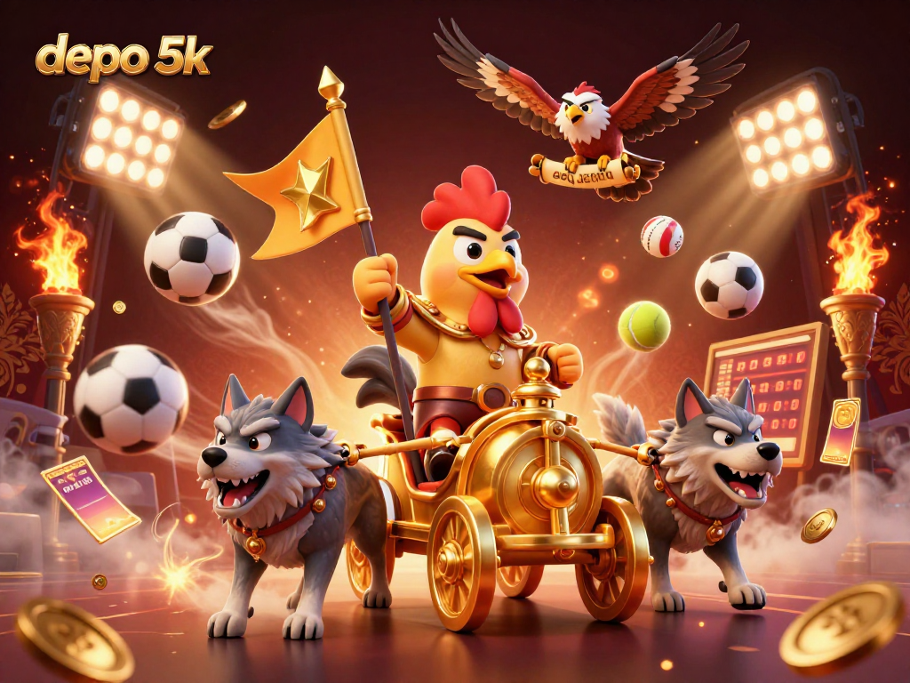 Engage with the thrilling world of depo 5k betting in this vibrant 3D casino illustration.