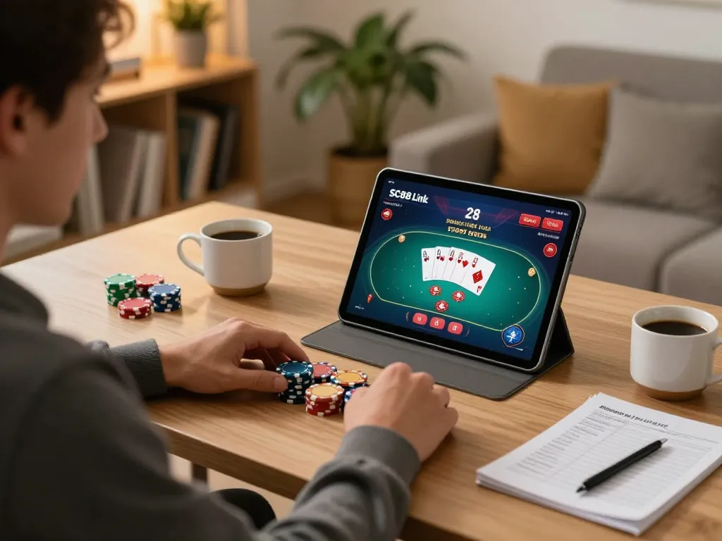 Experience SC88 Link in action, as a player engages in strategic gameplay on a tablet at home.