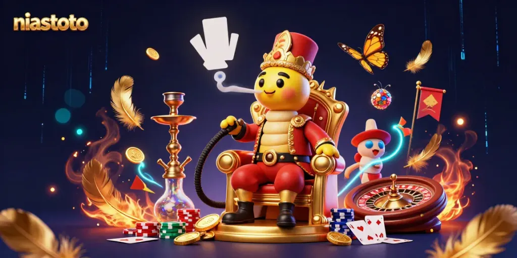 Experience niastoto's thrilling casino atmosphere with vibrant poker hand symbols!