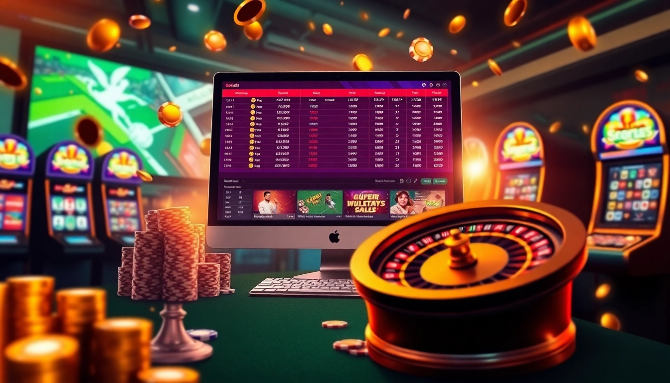 Spectacular sbobet login terbaru interface illustrating vibrant sports betting odds and casino elements, showcasing online gambling excitement.