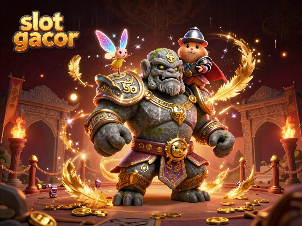 Experience slot gacor action with a dynamic scene featuring mythical characters and vibrant casino elements.