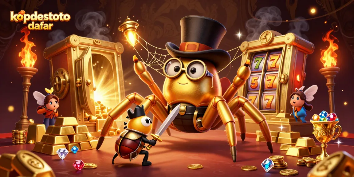 Join the excitement with kopdestoto daftar, as a golden tarantula spins fortunes in a vibrant casino.