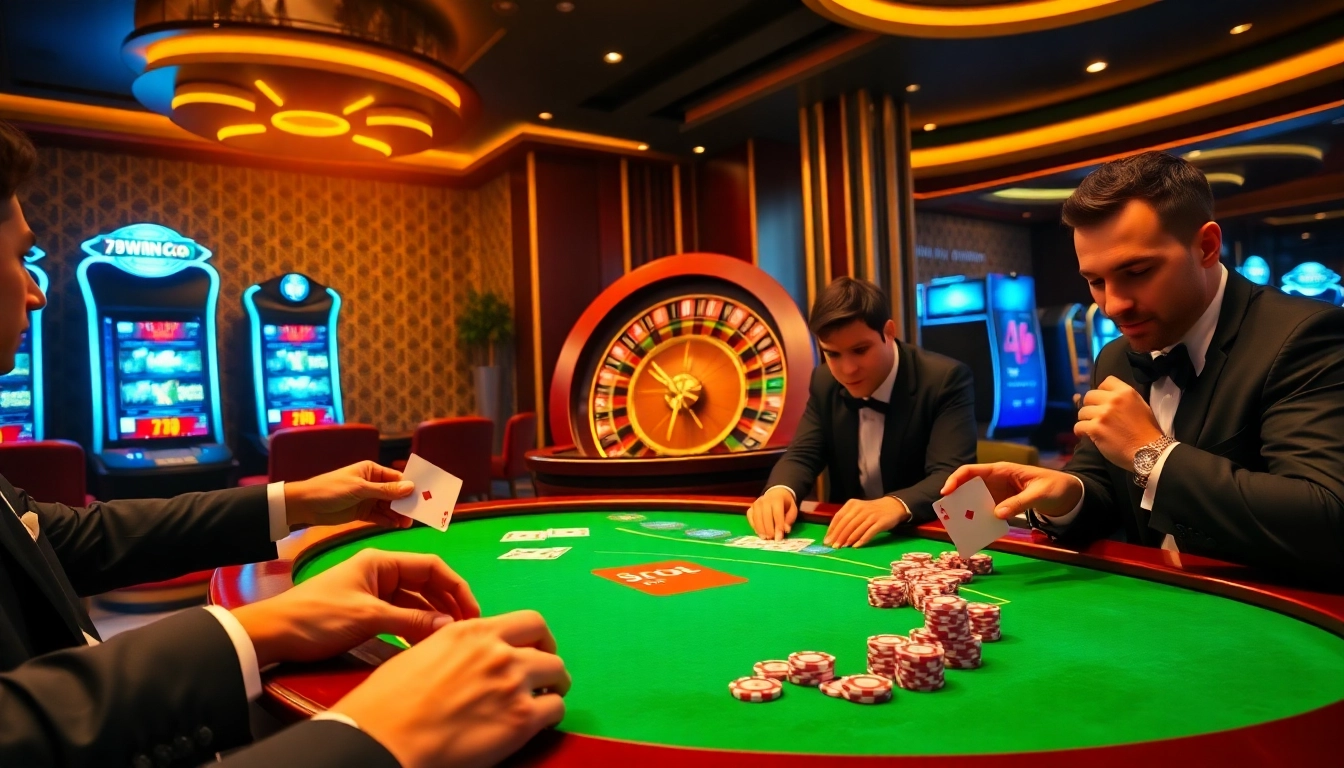 Experience the thrill of gaming at 78winn.co with luxurious casino visuals featuring poker and roulette.