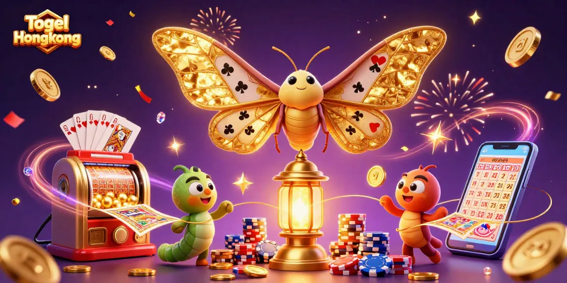 Togel Hongkong results showcased through golden elements and vibrant visuals in an engaging lottery scene.