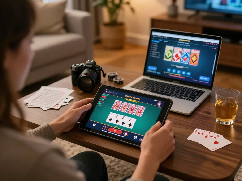 Player engages in online casino gaming at home with SC88 interface visible.
