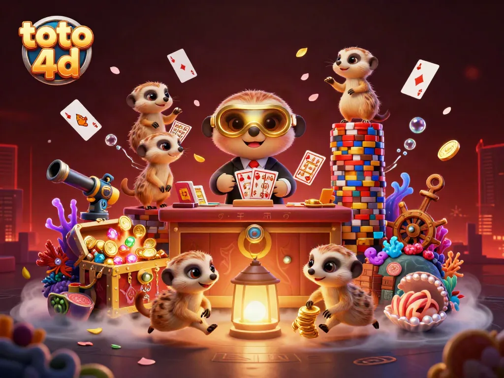 Menghadirkan toto 4d dalam aksi menyerbu jackpot dengan karakter meerkat dan suasana kasino yang megah.