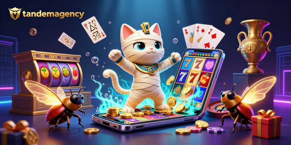 Engage with thrilling casino fun featuring tandemagency's Egyptian mummy cat and dynamic gaming elements.
