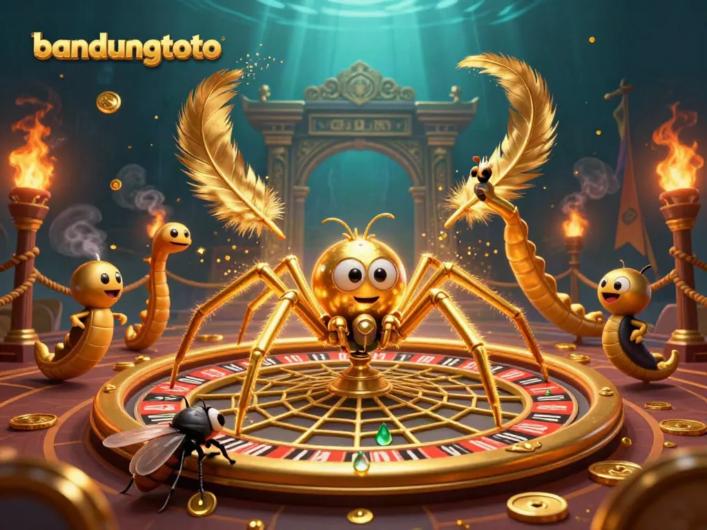 Experience excitement with bandungtoto as the golden spider spins a roulette wheel.