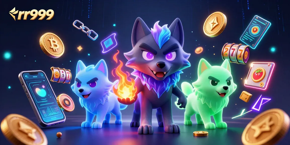 Experience the thrill of rr999 with ghostly wolves and glowing crypto coins in this vibrant casino scene.