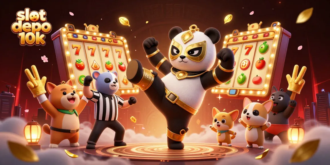 Memenangkan slot depo 10k dengan ilustrasi menarik dari kung fu panda dan penonton hewan yang bersemangat.