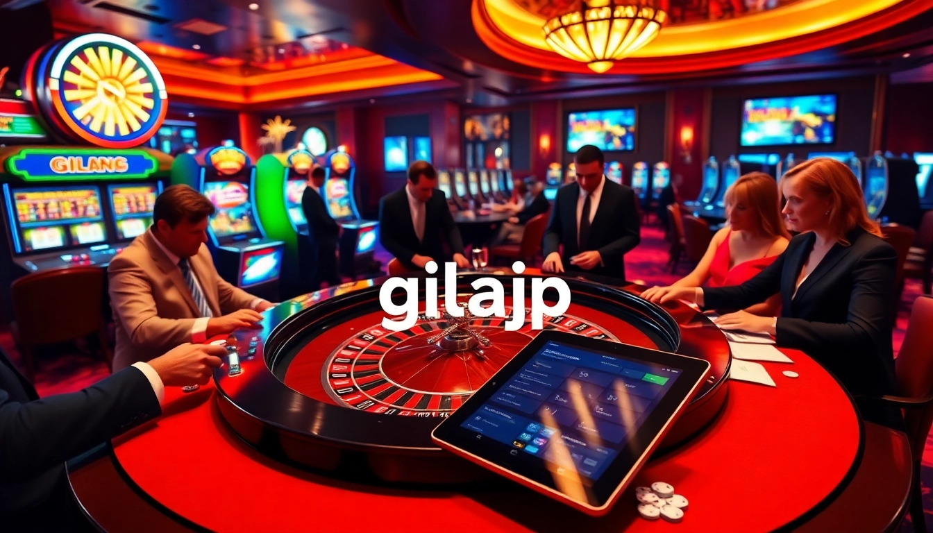 Engaging players place bets at a luxurious casino roulette table, highlighting excitement for gilajp gambling.