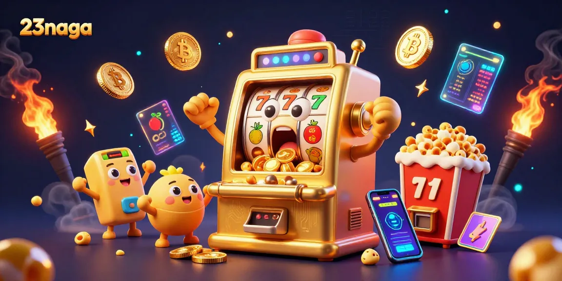 23naga menghadirkan mesin slot emas yang mengejutkan saat jackpot, dikelilingi koin crypto 3D dan elemen kasino.