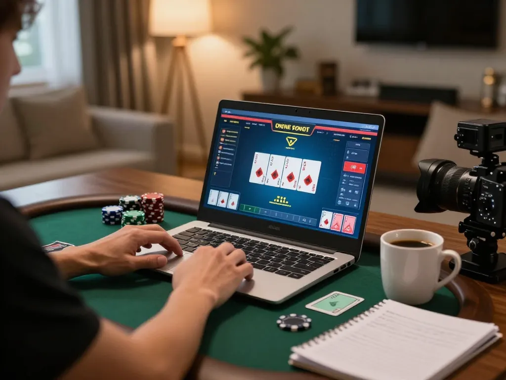 Pemain M88 Mansion Indo terlibat dalam strategi poker online di pengaturan rumah.