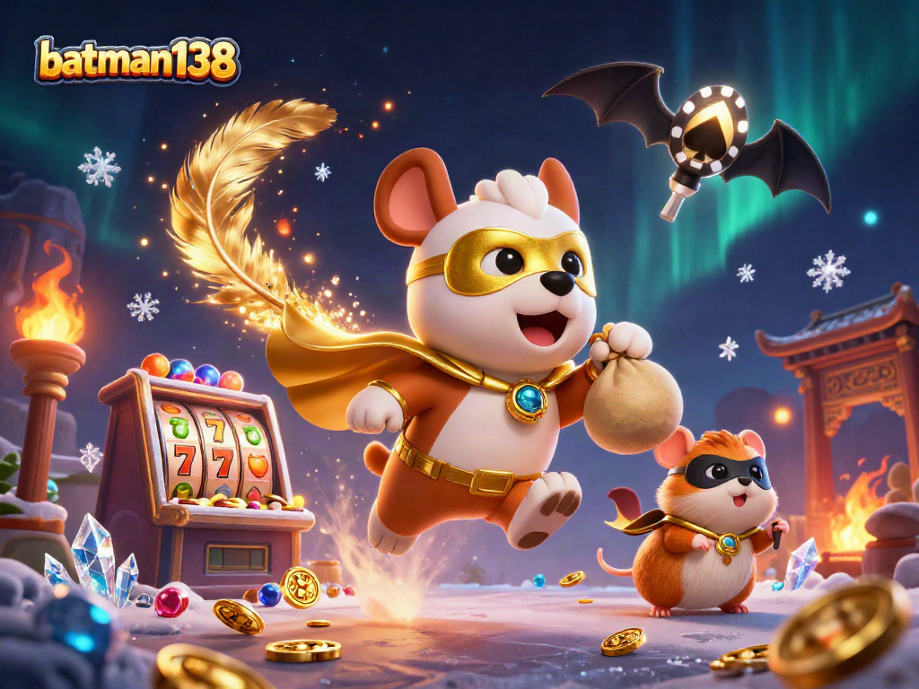 Engage with batman138 by spinning slot reels and winning coins in a vibrant casino illustration.