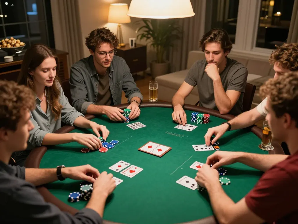 KADAL 778 poker night with friends enjoying strategy and social interaction around the table.
