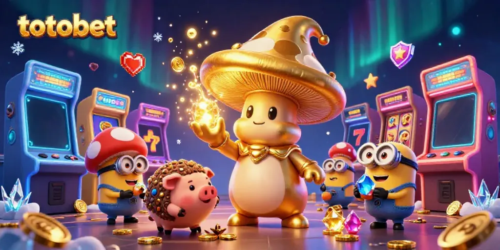 Menangkan hadiah menarik di permainan totobet dengan karakter si wizard jamur emas dan pig truffle.