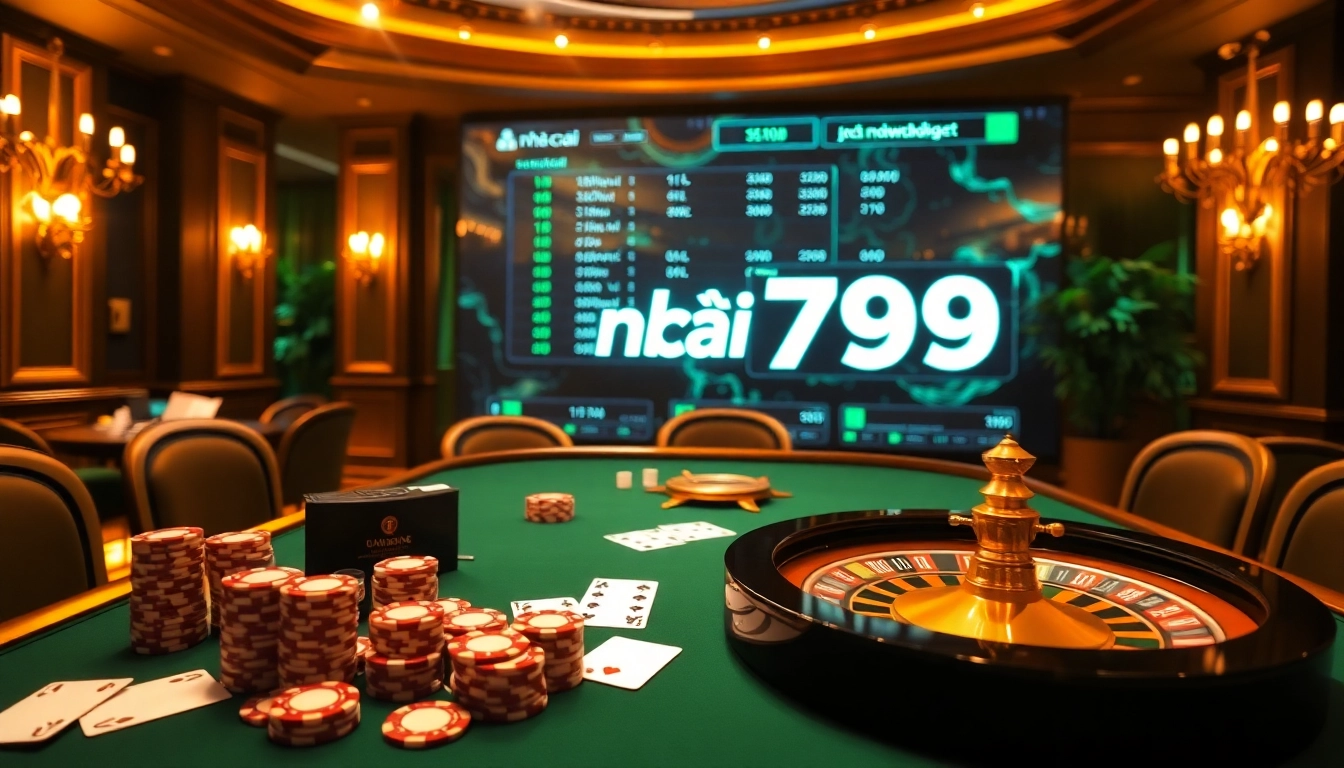 Play poker and engage with the vibrant atmosphere of nhà cái 789p casino, featuring exciting table games and rich decor.
