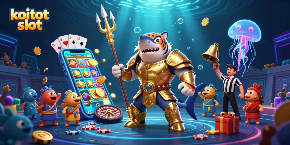 Memutar gulungan slot koitot slot di bawah laut dengan karakter ikan hiu kartun berlapis armor.