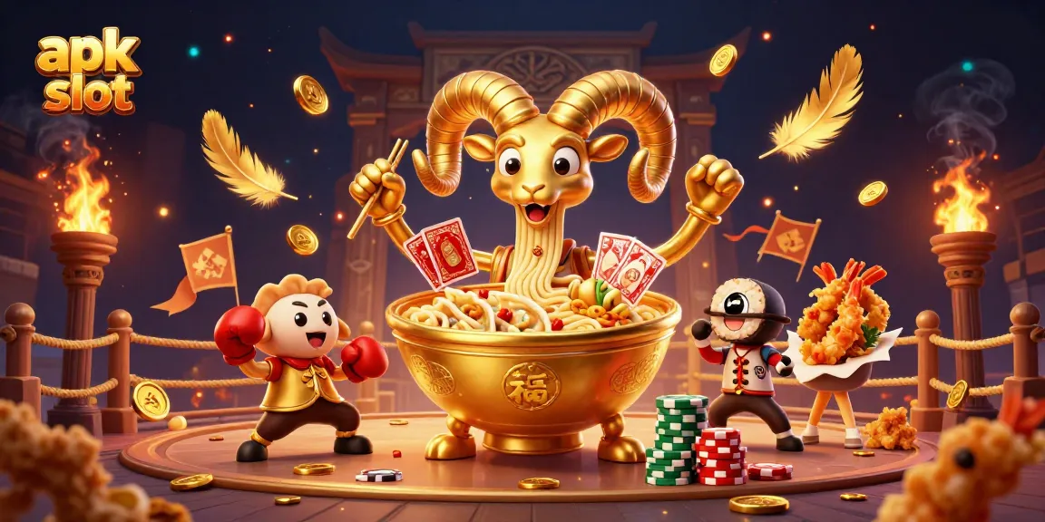 Menggandakan keseruan apk slot dengan karakter ramen emas dan dealer sushi di arena pertarungan.