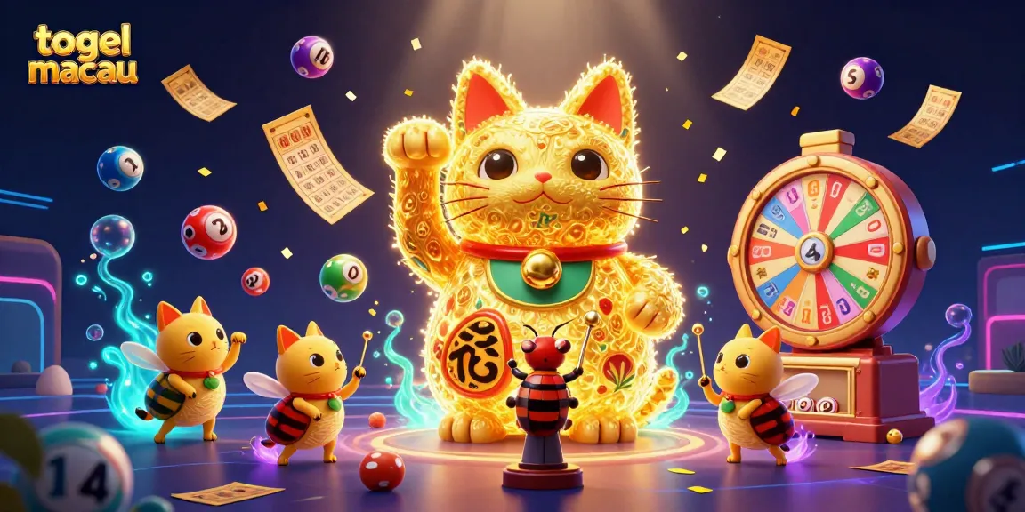 Permainan togel macau yang menarik dengan simbol dan elemen kasino berwarna-warni.