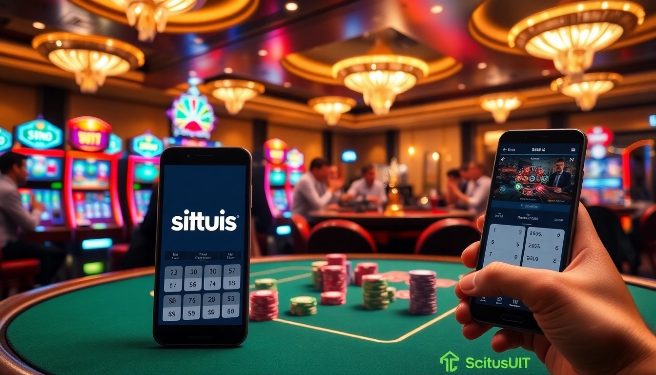 Engage with situs 11 in a vibrant casino scene with poker tables and slot machines.