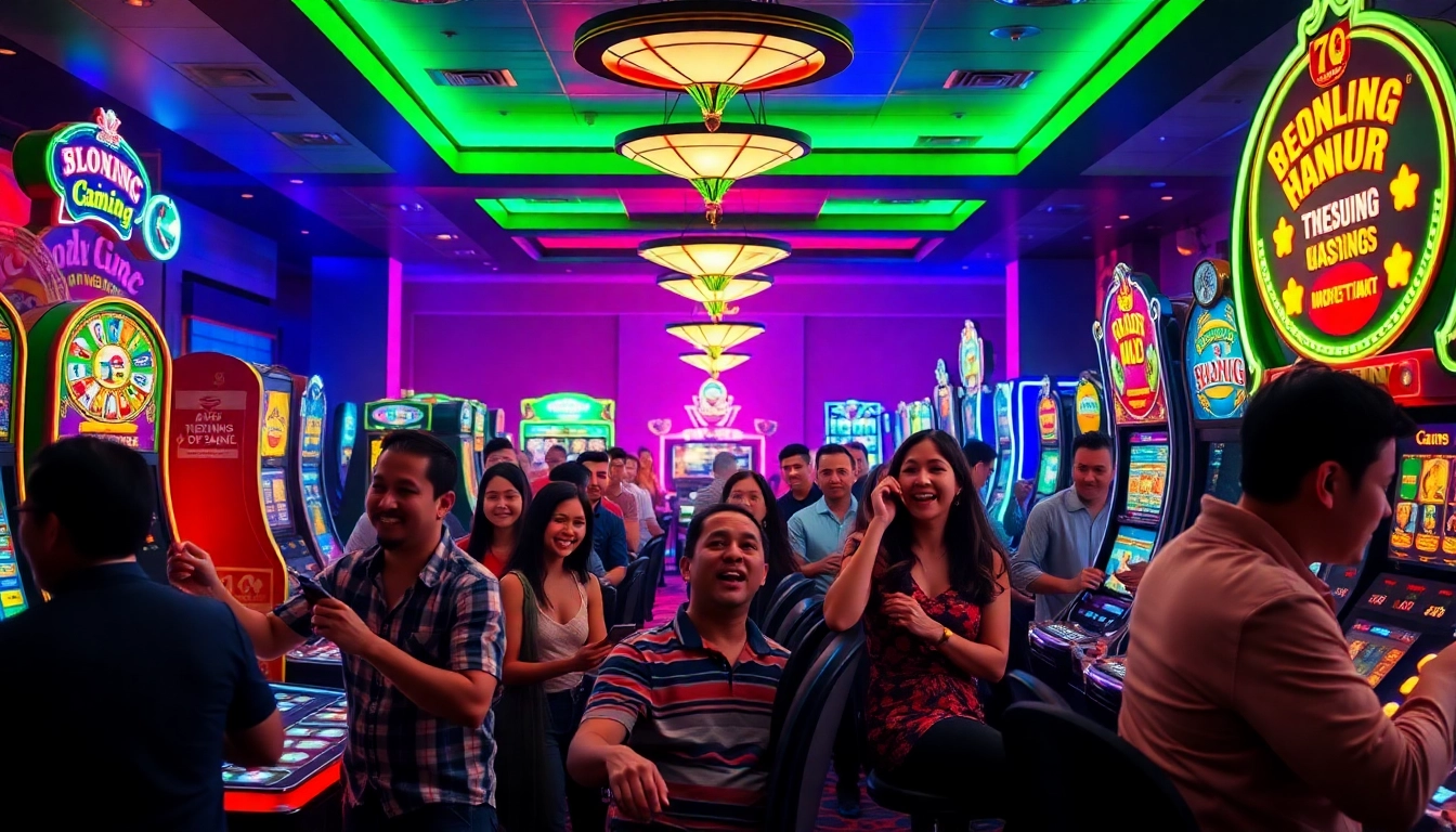 Dynamic casino scene showcasing nhacaiuytinvl.com, highlighting excitement and engagement in online gambling.
