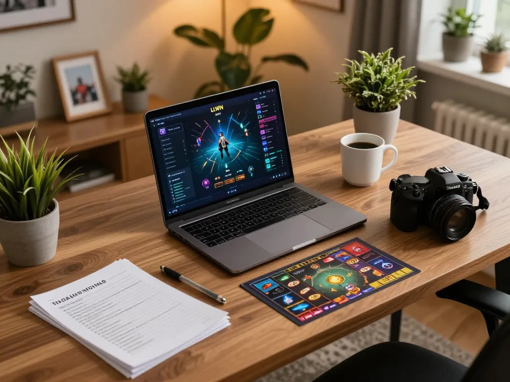 Engaging player exploring LLWIN online gaming interface at a modern home setup