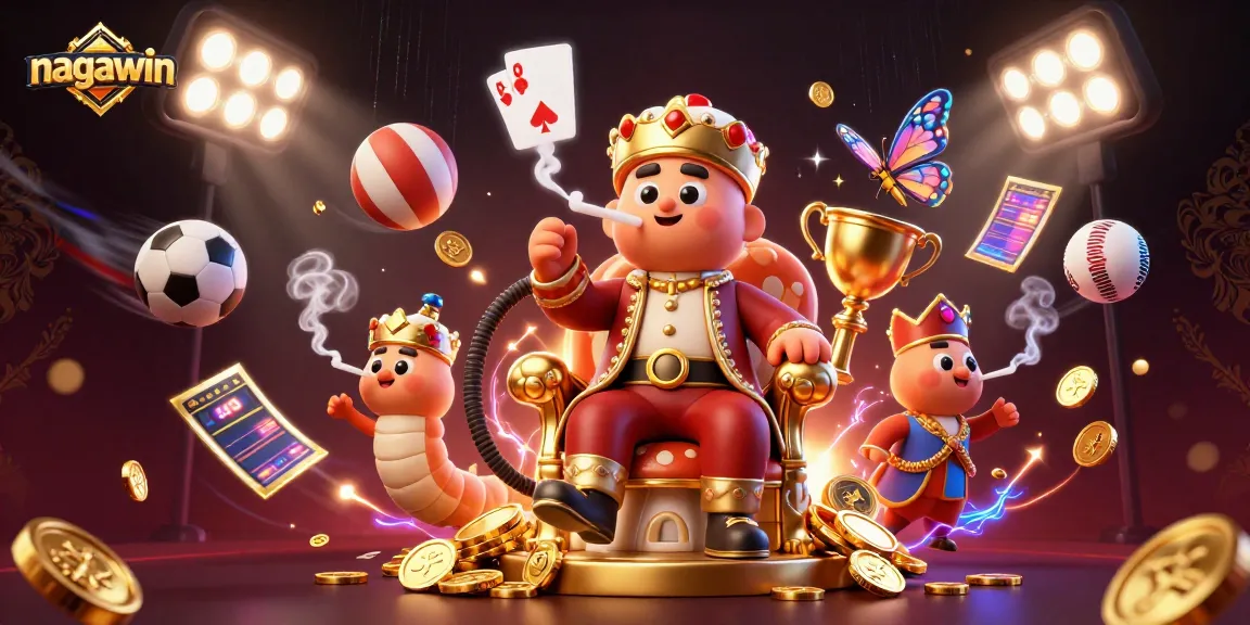 Nagawin offers a dynamic casino experience with vibrant 3D illustrations showcasing gaming elements and rich visuals.