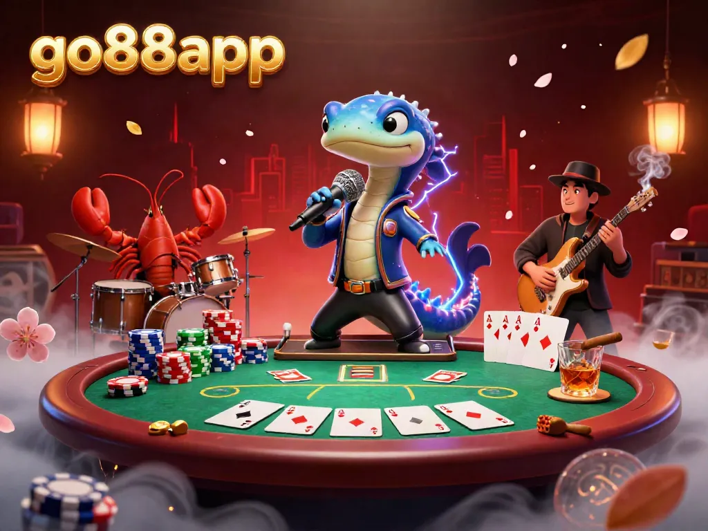 Experience exciting gameplay with go88app's underwater casino, featuring a DJ eel and vibrant poker elements.