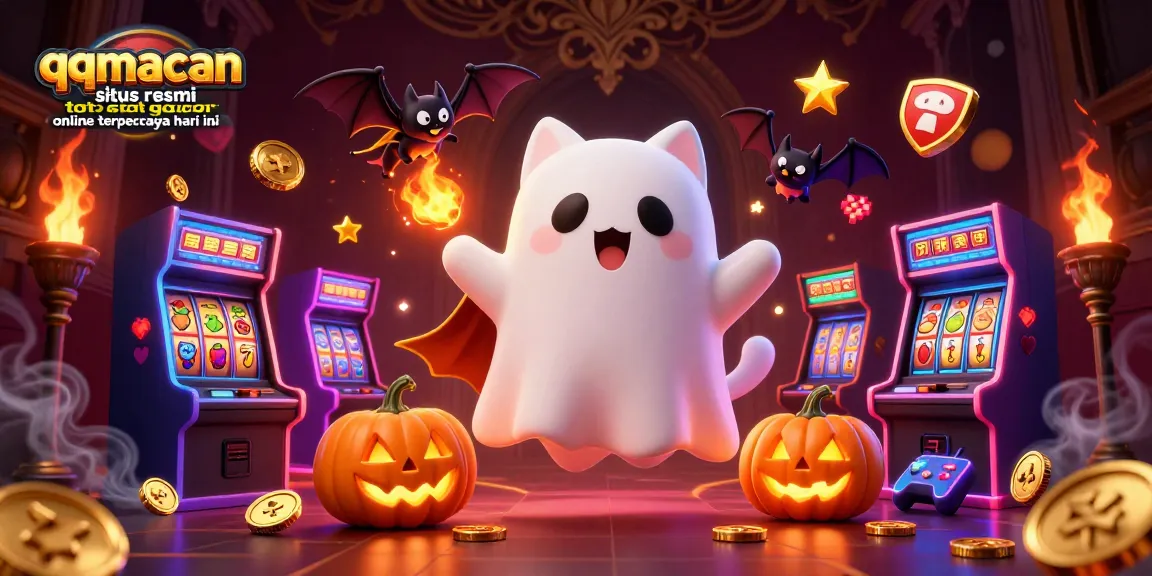 qqmacan situs resmi toto slot gacor online terpercaya hari ini memperlihatkan kucing hantu dan kelelawar dalam ilustrasi kasino yang memukau.