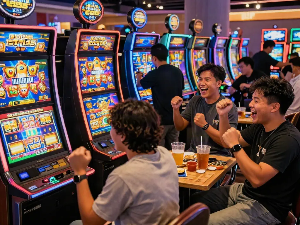 Pengalaman bermain pecah25 slot di kasino dengan mesin cerah dan penuh semangat.