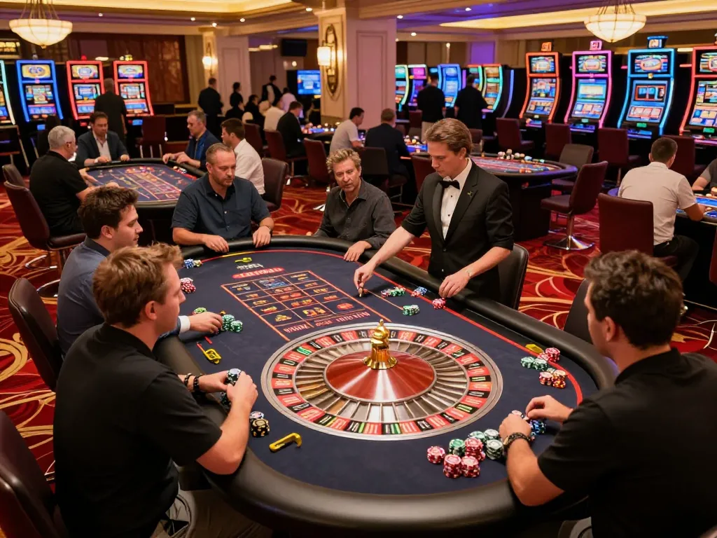 Players enjoying an exciting game of roulette at tg88 casino, chips placed and wheel spinning.