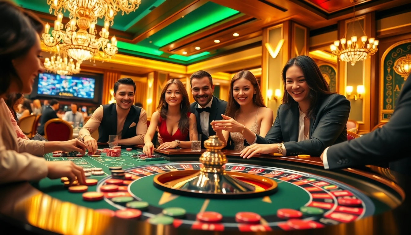 Kaliankan kenangan4d menampilkan suasana kasino dengan pemain bersemangat di meja roulette.