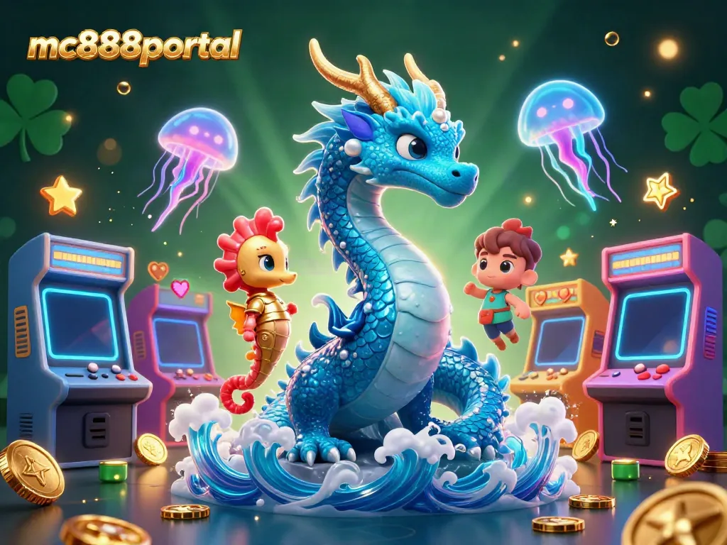 Bermain game slot gacor di mc888portal, dengan simbol keberuntungan dan karakter laut yang menakjubkan.