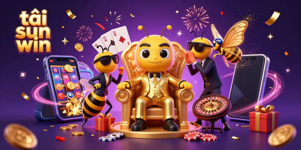 Spin and win with tải sun win as the bumblebee mob boss and friends celebrate in a vibrant casino.