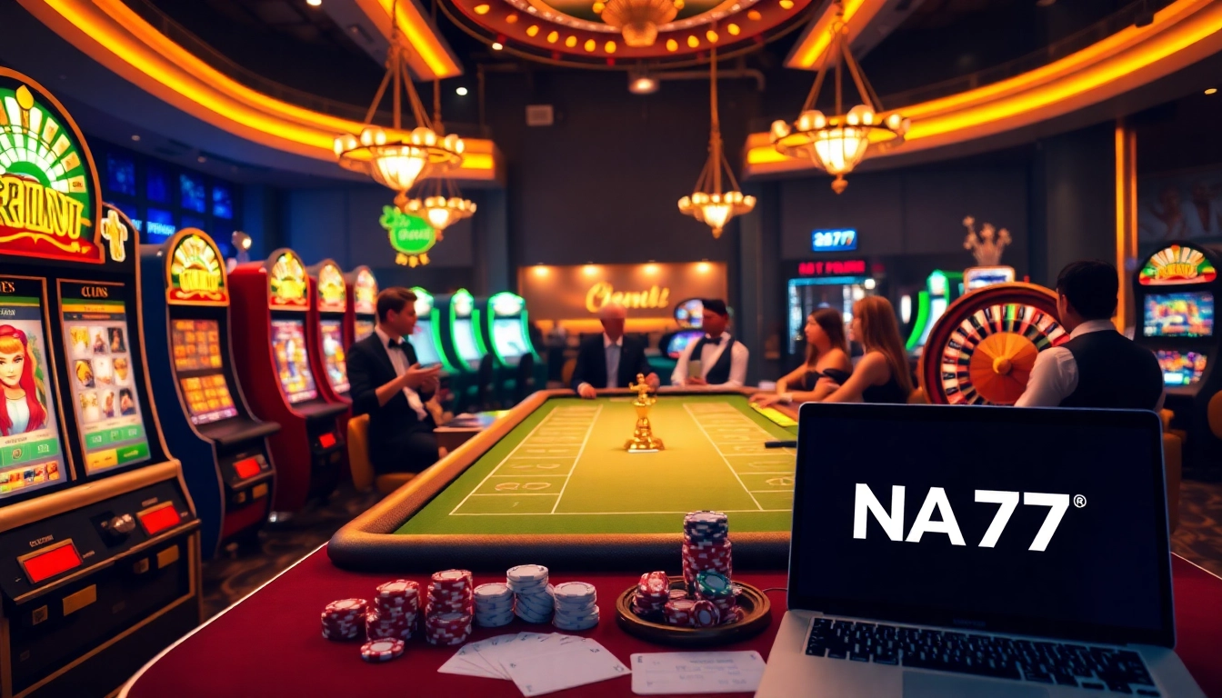 Experience the excitement of NA777 online gambling with engaging casino tables and professional dealers.