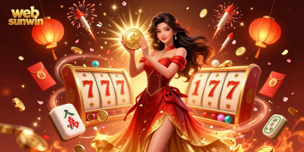 Engage with web sunwin at this vibrant online casino scene filled with sparkling elements and 3D digital intricacies.